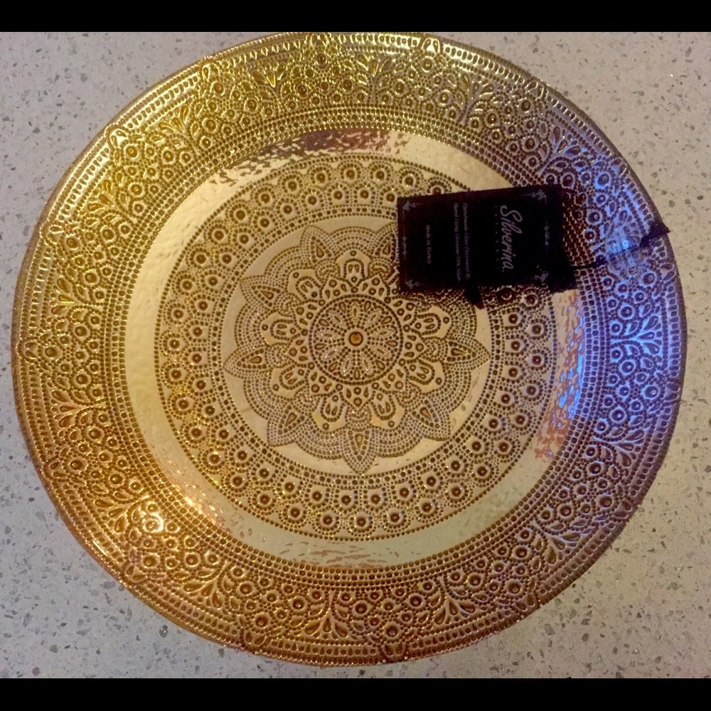 Silverina 99% Silver Hand Blown Gold Glass Bowl